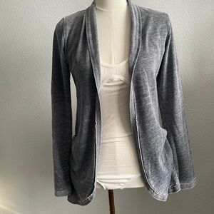 Coin 1804 Ruched Sides Back Slit Long Sleeve Distressed Cardigan Size Small